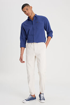 Slim Fit Dar Kesim Normal Bel Dar Paça Taş Rengi Jogger Pantolon