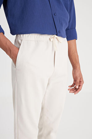 Slim Fit Dar Kesim Normal Bel Dar Paça Taş Rengi Jogger Pantolon