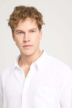 Loose Fit Rahat Kesim %100 Pamuk Beyaz Gömlek