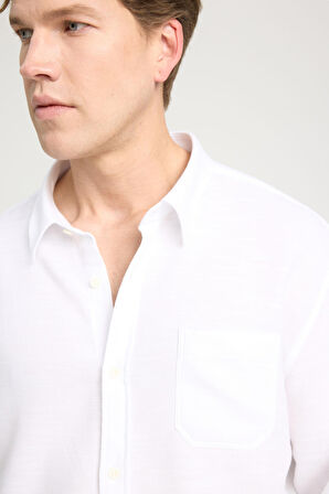 Loose Fit Rahat Kesim %100 Pamuk Beyaz Gömlek