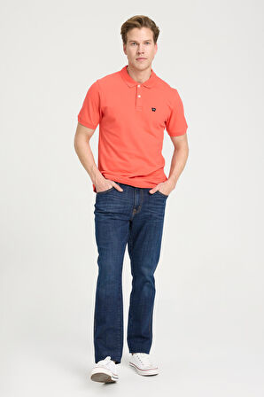 Regular Fit Normal Kesim Polo Yaka %100 Pamuk Mercan Rengi Tişört