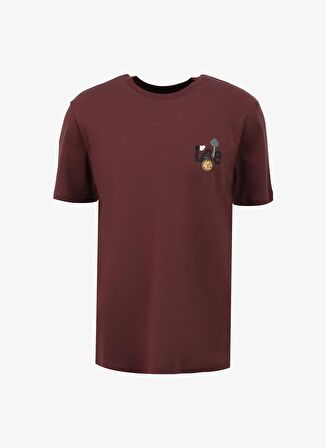 Lee Bisiklet Yaka Bordo Erkek T-Shirt L241582810 Bisiklet Yaka T-shirt