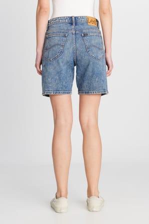 Slim Fit Dar Kesim Normal Bel Mavi Bermuda Jean Kot Şort