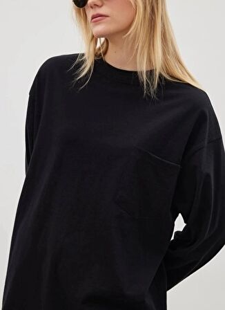 Lee Bisiklet Yaka Siyah Kadın T-Shirt L241623001-Uzun Kollu T-shirt