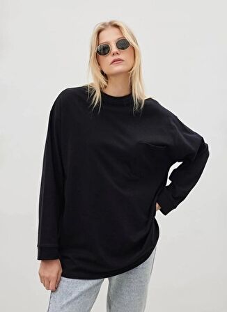 Lee Bisiklet Yaka Siyah Kadın T-Shirt L241623001-Uzun Kollu T-shirt