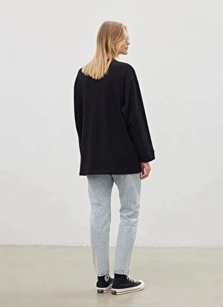Lee Bisiklet Yaka Siyah Kadın T-Shirt L241623001-Uzun Kollu T-shirt