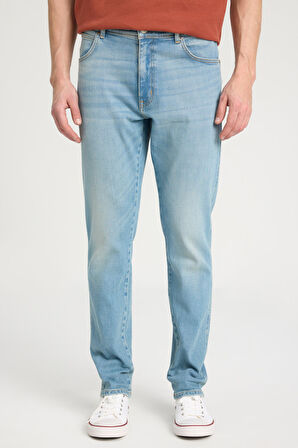 Regular Fit Normal Kesim Düşük Bel Dar Paça Açık Mavi Texas Tapered Jean Kot Pantolon