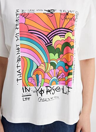 Lee Bisiklet Yaka Beyaz Kadın T-Shirt L241413100-Loose Fit T-shirt