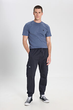 Regular Fit Normal Kesim Normal Bel Dar Paça Lacivert Jogger Pantolon
