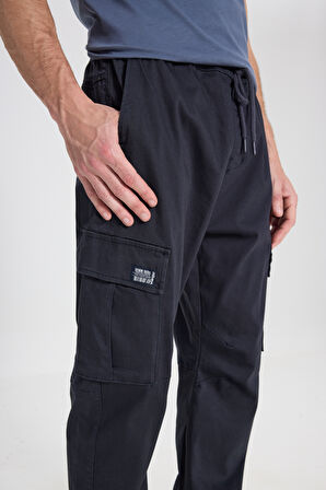 Regular Fit Normal Kesim Normal Bel Dar Paça Lacivert Jogger Pantolon
