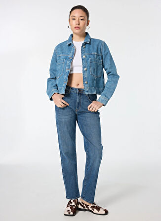 Wrangler Yüksek Bel Düz Paça Straight Taş Kadın Denim Pantolon W26R00258-Straight Jean Pantolon