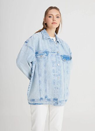 Wrangler Relaxed Açık Bej Kadın Ceket W241107851-Oversize Jean Ceket