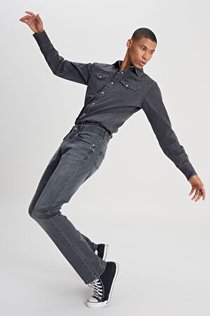 Lee Erkek Slim Tapered Fit Dar Kesim Normal Bel Düz Paça Extreme Motion Koyu Gri Esnek Jean Kot Pantolon - L72A 