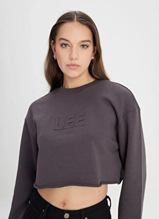 Lee Bisiklet Yaka Siyah Kadın Sweatshırt L241261ON-Bisiklet Yaka Sweatshirt