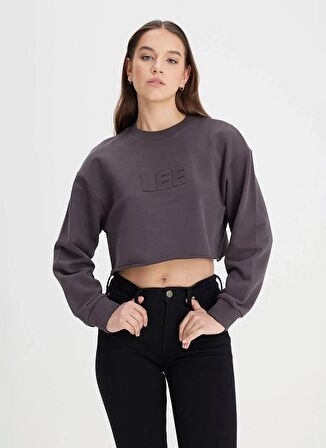 Lee Bisiklet Yaka Siyah Kadın Sweatshırt L241261ON-Bisiklet Yaka Sweatshirt