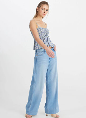 Wrangler Yüksek Bel Geniş Paça Geniş Fit Mavi Kadın Denim Pantolon W2HD205280F09-World Wide Jean Panto