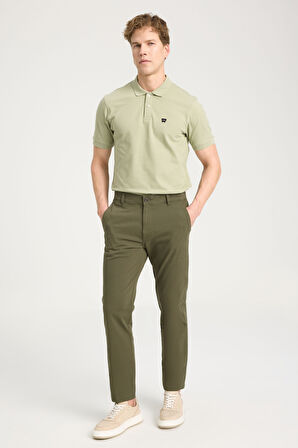 Slim Fit Dar Kesim Normal Bel Dar Paça Haki Chino Pantolon