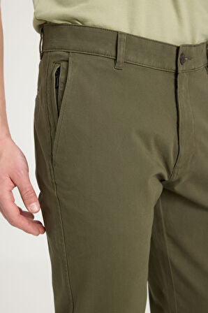 Slim Fit Dar Kesim Normal Bel Dar Paça Haki Chino Pantolon
