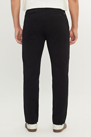 Slim Fit Dar Kesim  Normal Bel Dar Paça Siyah Chino Pantolon