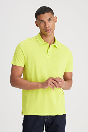 Regular Fit Normal Kesim Polo Yaka %100 Pamuk Sarı Tişört
