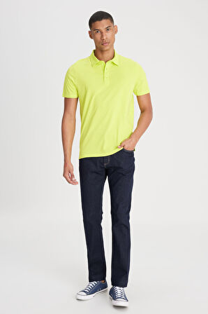 Regular Fit Normal Kesim Polo Yaka %100 Pamuk Sarı Tişört