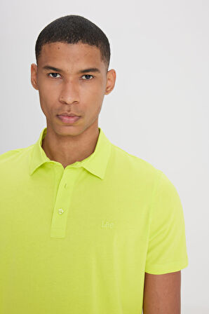 Regular Fit Normal Kesim Polo Yaka %100 Pamuk Sarı Tişört