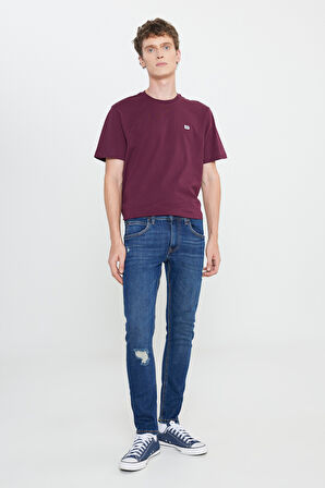 Slim Fit Dar Kesim  Normal Bel Dar Paça Luke Mavi Jean Kot Pantolon