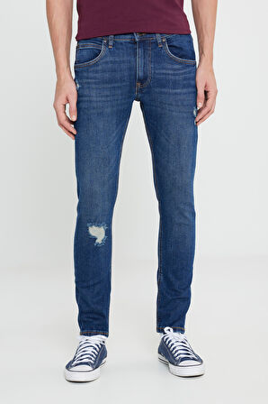 Slim Fit Dar Kesim  Normal Bel Dar Paça Luke Mavi Jean Kot Pantolon