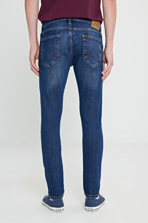 Slim Fit Dar Kesim  Normal Bel Dar Paça Luke Mavi Jean Kot Pantolon