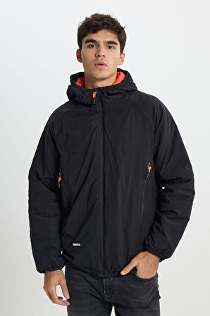 Regular Fit Normal Kesim Fermuarlı Siyah Ceket