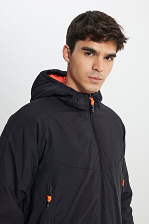Regular Fit Normal Kesim Fermuarlı Siyah Ceket