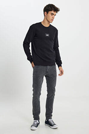 Regular Fit Normal Kesim Bisiklet Yaka İçi Polarlı Siyah Sweatshirt