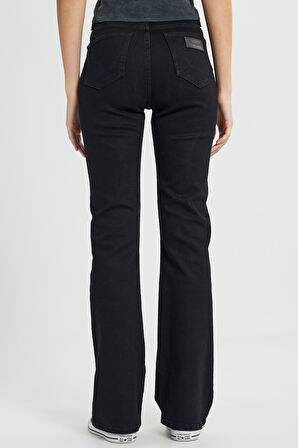 Flare Fit Normal Bel Geniş Paça Siyah Esnek Jean Denim Pantolon