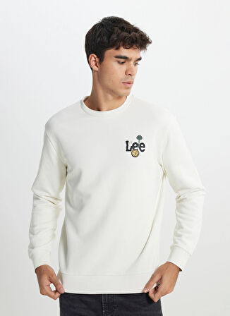 Lee Bisiklet Yaka Ekru Erkek Sweatshırt L242503104 Ekru Sweatshirt