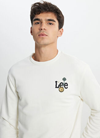 Lee Bisiklet Yaka Ekru Erkek Sweatshırt L242503104 Ekru Sweatshirt