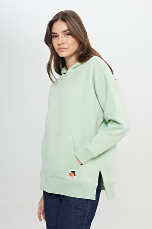 Loose Fit Rahat Kesim Kapüşonlu İçi Polarlı Gri Sweatshirt