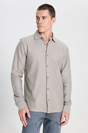 Regular Fit Normal Kesim %100 Pamuk Taş Rengi Gömlek