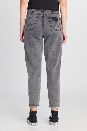 Mom Fit Yüksek Bel Dar Paça Açık Gri Pamuklu Esnek Jean Denim Pantolon