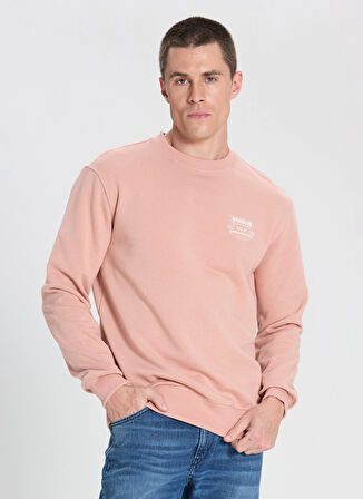 Wrangler Bisiklet Yaka Pembe Erkek Sweatshırt W242338613 Pembe Sweatshirt