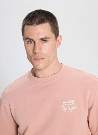 Wrangler Bisiklet Yaka Pembe Erkek Sweatshırt W242338613 Pembe Sweatshirt