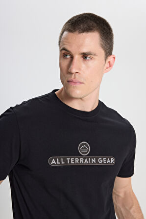 All Terrain Gear Regular Fit Normal Kesim Bisiklet Yaka %100 Pamuk Siyah Tişört