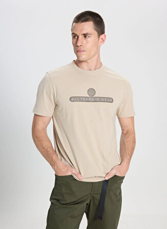 Wrangler Bisiklet Yaka Bej Erkek T-Shirt W241538640 Bej Baskılı T-Shirt