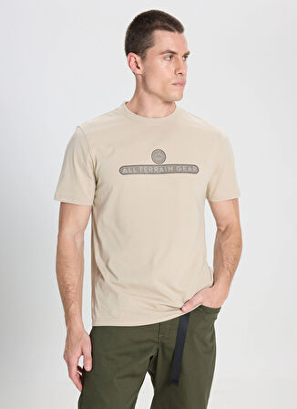 Wrangler Bisiklet Yaka Bej Erkek T-Shirt W241538640 Bej Baskılı T-Shirt