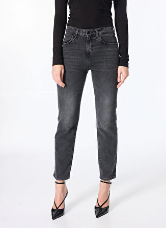 Wrangler Standart Bel Düz Paça Relaxed Koyu Antrasit Kadın Denim Pantolon W26R009050 Dark Anthracite Jean