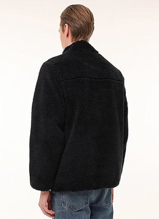 Lee Cep Detaylı Sherpa Erkek Ceket Lacivert XL