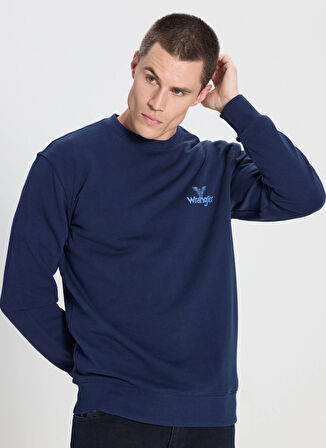 Wrangler Bisiklet Yaka Lacivert Erkek Sweatshırt W6895935358 Lacivert Sweatshirt