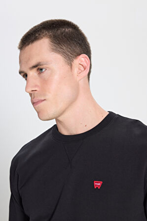 Regular Fit Normal Kesim Bisiklet Yaka Siyah Sweatshirt
