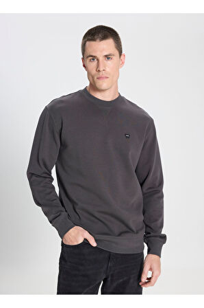 Wrangler Erkek Bisiklet Yaka Antrasit Siyah Logo Sweatshirt - 