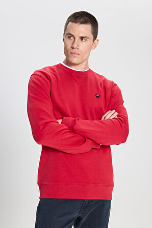 Regular Fit Normal Kesim Bisiklet Yaka Kırmızı Sweatshirt