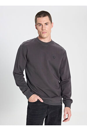 Wrangler Erkek Bisiklet Yaka Antrasit Siyah Logo Sweatshirt - 